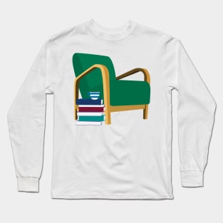 Groovy chair with tea and books Long Sleeve T-Shirt